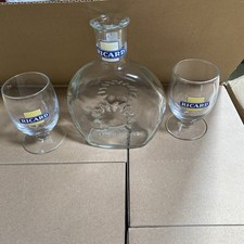 50cl RICARD water jug carafe decanter + 2 new glasses with matching logo 
