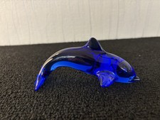 Daum Crystal Dark Blue Dolphin