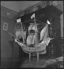 Model Sailboat - Antique Photo Negative Year 1940