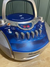 MEMOREX Clear BLUE Portable CD/RADIO/ CASSETTE Stereo MP3134BLU Player Boom Box