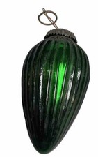 Antique KUGEL Green Quilted Glass Christmas Ball