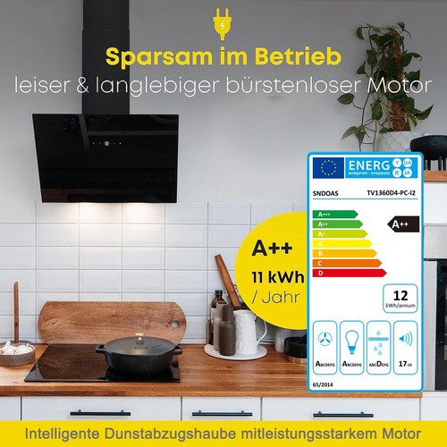 Sndoas noir led 60cm hotte - led,