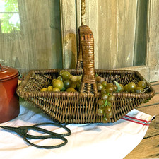 Ancien Panier à Anse en Osier Vintage - French Wicker Basket - Art Populaire