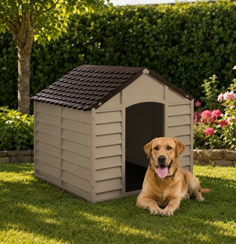 Niche pour chien pvc brun - niche,