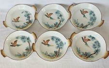 6 EGG DISHES GRATIN PORCELAIN HAND DECOR THE CHAMBRELAIN PHEASANT HUNTING