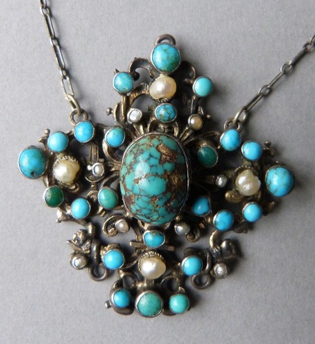 Collier argent turquoises - collier,