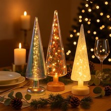 LED Verre Arbre Décoratif Tisch-Weihnachtsbaum Batterie 12 Moderne Minuteur Noël
