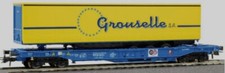 Wagon Kangourou 'TRW' de la SNCB + 1 Semi jaune " GROUSELLES "  ROCO 66592 - HO