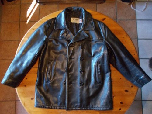Veste caban cuir noir - cuir, schott