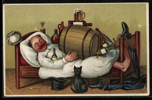 Carte postale ivre dormant