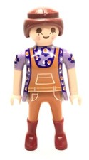 PLAYMOBIL WOMEN PURPLE RED BOOTS OVERALL ORANGE
