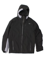 DECATHLON Mens Hooded Padded Jacket UK 38 Medium Black Colourblock BC10