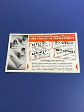 Vtg Ink Blotter Drug Ad Pharmaceutical Marketing Hart Ephedrine Miami Florida