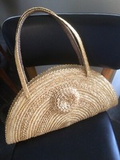 ANCIEN SAC DEMI-LUNE en PAILLE