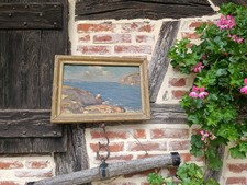 ancien Tableau huile  marine