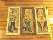 VINTAGE MCM MID CENTURY MODERN BIG EYE GOJI FRAMED PRINTS