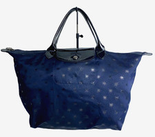 Longchamp Le Pliage L’Etoile Nylon Tote Bag Navy Star Pattern Medium Authentic