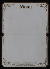 Virgin MENU offered by the house of the Black Cat Baptism restaurant card