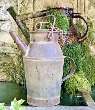 OLD SMALL WATERING CAN WITH LID IRON SHEET GALVA ZINC GARDEN GARAGE DECO