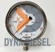 Manomètre à cadran 6" triple échelle 60MPA 600 BAR 8000 PSI 1/2" BSP connexion