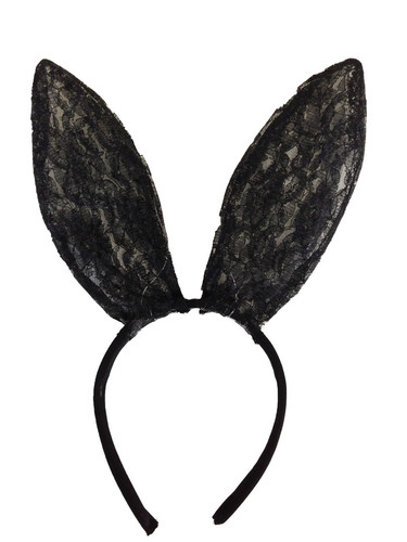 Noir lapin oreilles dentelle - noir,