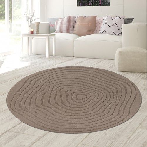 Tapis rond brun vagues - , doux