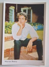 Carte Carton Vintage 1960 Numéro74 Warren Beatty Distributeur Chewing-gum Brabo 