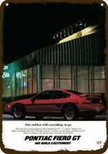 1986 PONTIAC FIERO GT Red Sports Car Vintage-Look DECORATIVE REPLICA METAL SIGN