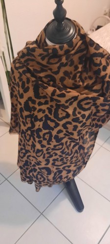 Large écharpe noir - large, beige