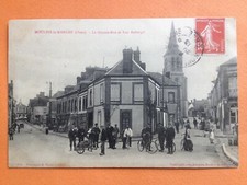 Superb postcard 1913 MOULINS la MARCHE Orne La GRANDE RUE et RUE ROBERGEL