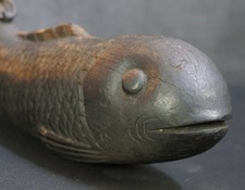 Antique Japanese Koi carp wood carving Jizai sculpture 1800 Wabisabi craft