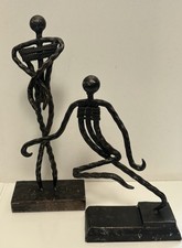 Brutalist Design Metal Figure Dancing Couple Modern Abstract Sculpture 10.5”
