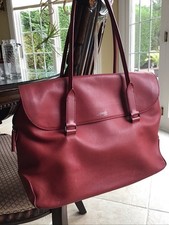 LIPAULT Plume Paris Merlot Red Leather Satchel Purse Tote Large