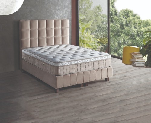 Lit moderne daim beige avec - moderne,