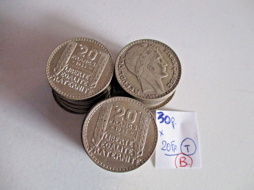 Lot pièces 20 francs - lot,