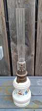 Antique kerosene lamp floral decor 45 cm high