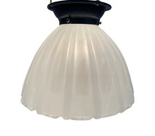 VL1108 Antique c1905 Semi Flush Mount Light Brascolite Shade Cast Iron Restored