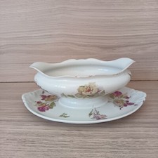Saucière En Porcelaine De LIMOGES, motif Roses,vaisselle Vintage