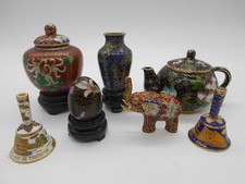 LOT 7 MINIATURE BELL TEAPOT VASE EGG ELEPHANT BRASS URN PARTITIONED CHINA