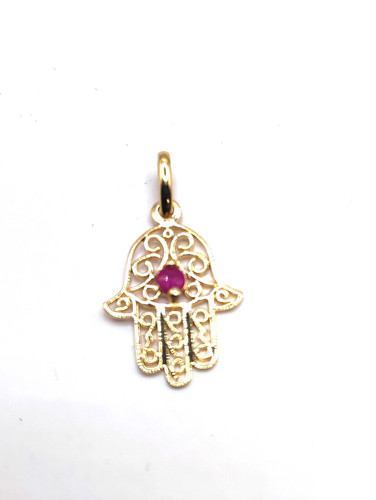 Pendentif main fatma jaune - fatma, or