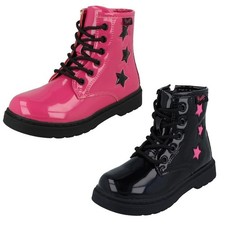 Filles Pineapple Fermeture & Dentelle Étoile Détaillé Noir Rose Casual Bottine