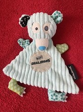 🇫🇷 Doudou Plat Ours Loup Bleu Vert Aqua LES DEGLINGOS Comme NEUF