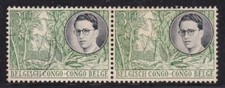 Album Treasures Belgium Congo Scott # 291  3 fr  King Baudouin Pair   VFU CDS
