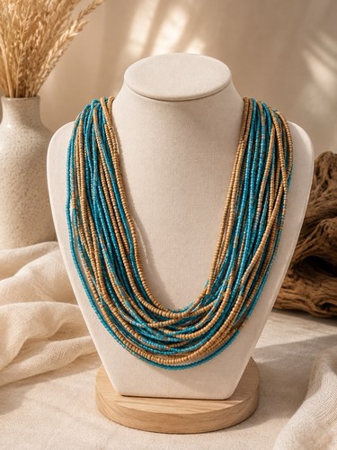 Collier multirangs perles