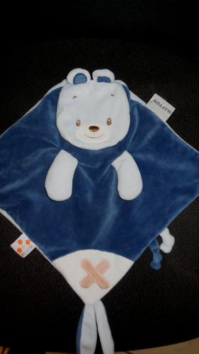 Doudou plat ours - , bleu