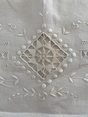 Drap ancien fil brode - drap,