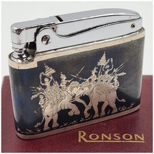 Briquet essence RONSON ADONIS Silver Siam avec boîte-Petrol Lighter-Feuerzeug