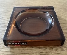 Antique 1960s Brown Martini Advertising Ashtray - 11x11 cm