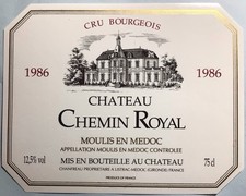 LABEL - CHATEAU CHEMIN ROYAL - MOULIS EN MÉDOC - CRU BOURGEOIS - 1986 - #6625