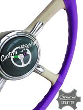 Pour Nissan Figaro 1989-1991 Luxe Violet Véritable Housse Volant Cuir